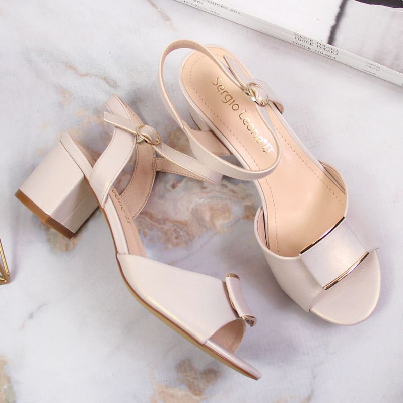Inny Sergio Leone W SK139F beige block heel sandals Utcai cipő