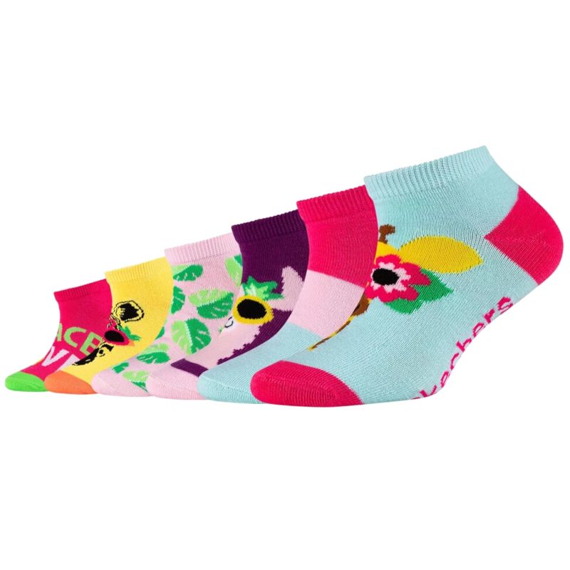 Skechers 6PPK Girls Casual Fancy Sneaker Socks színes zokni