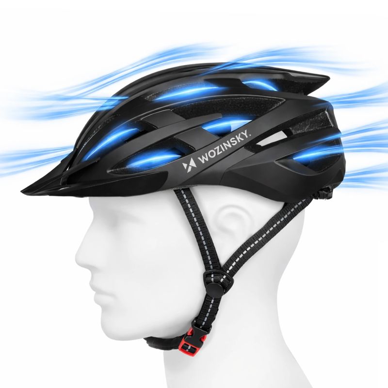 Wozinsky MTB Bike Helmet with Removable Visor and Rear USB Light L - Black czarny védőfelszerelés HT-28VCB-199833