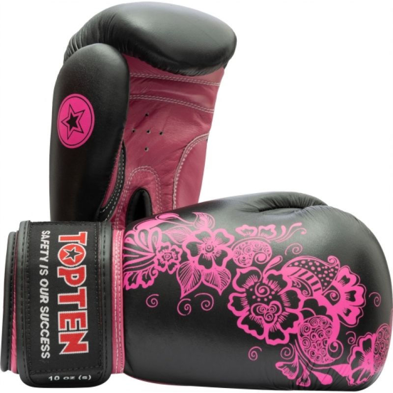 TOP TEN "Ultimate Woman" Boxing Gloves 10 oz White and Pink czarno - różowy kesztyű