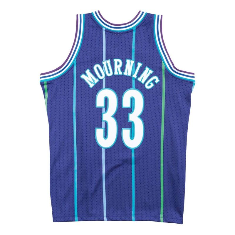 Mitchell & Ness NBA Charlotte Hornets Alonzo Mourning Swingman T-shirt - SMJYAC18010-CHOPURP94AMO 4xl póló