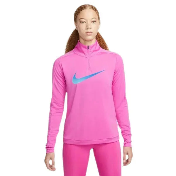 Nike_ Nike Dri-FIT Swoosh-Women\'s 1/4-Zip Long-Sleeve Running Mid Layer Hosszú ujjú póló